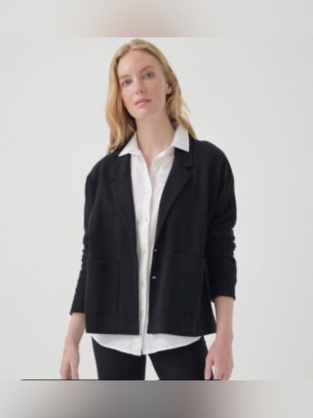 Pact Women's Organic Cotton Airplane Relaxed Blazer in Black Size Large